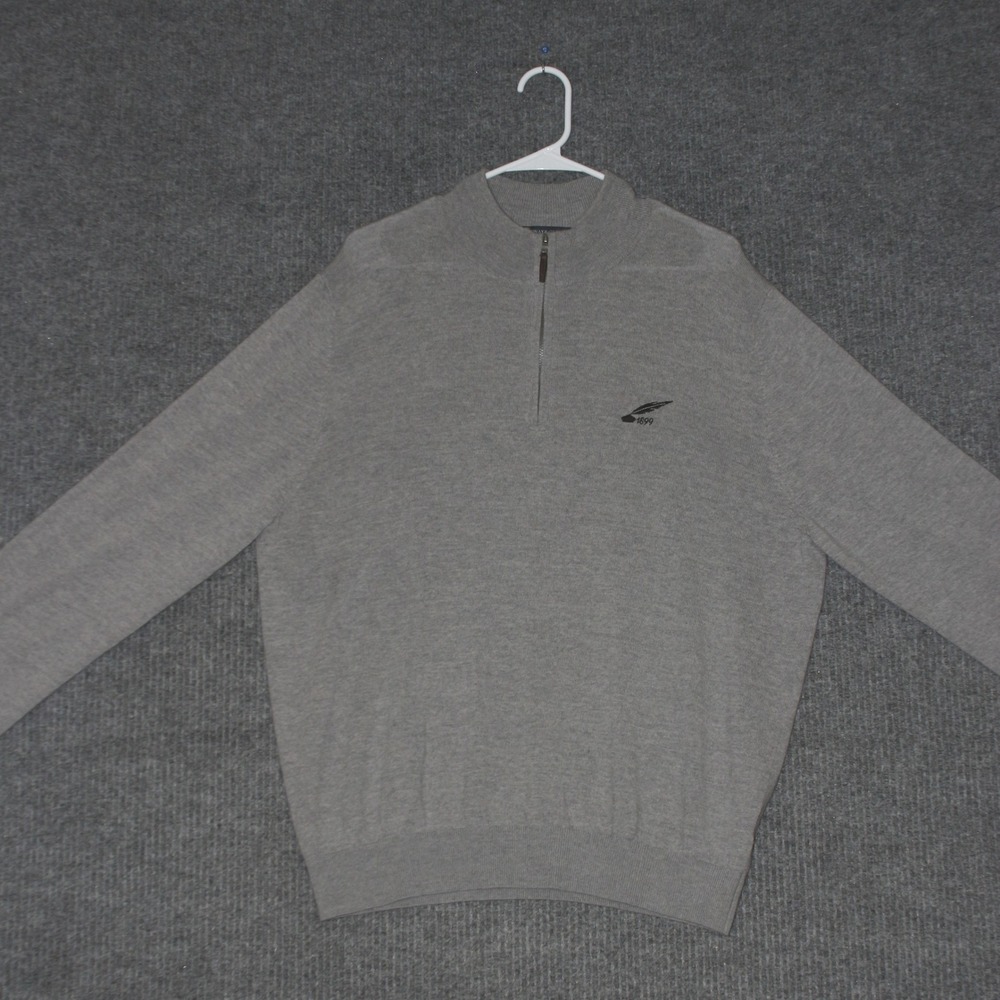 Fairway Greene Sweater Mens L Gray Baruffa Merino Quarter Zip Logo 1899 Luxury